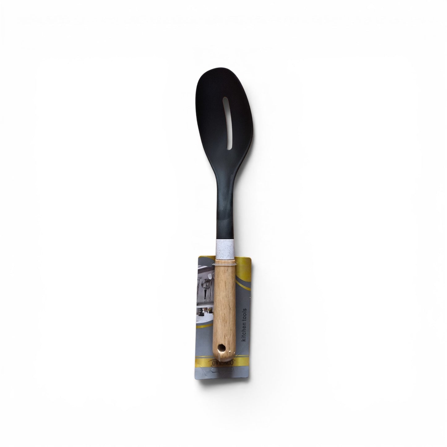 Cuchara Ranurada de Cocina con Mango de Madera – Ideal para Servir y Escurrir Alimentos