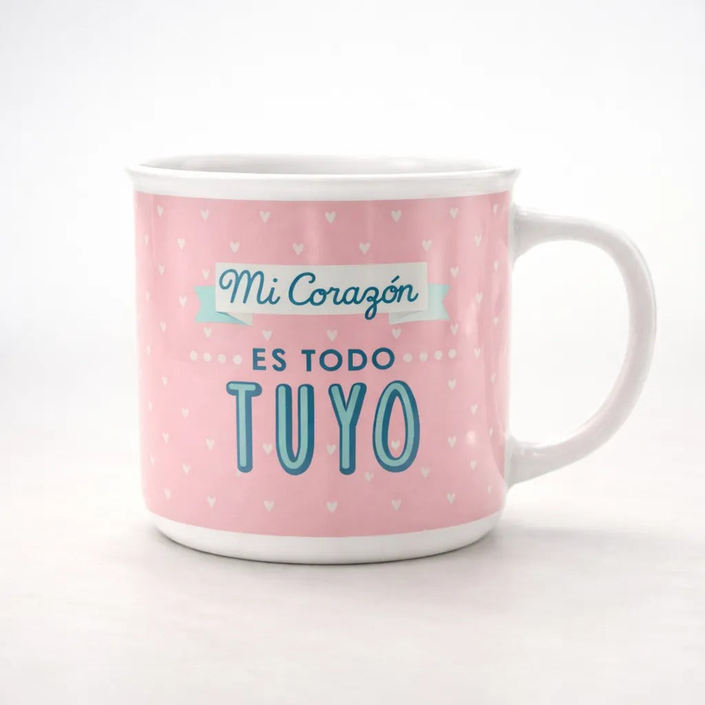 Happydays Tazón Romántico “Mi Corazón es Todo Tuyo” – Regalo Ideal para San Valentín, Aniversarios y Momentos Especiales