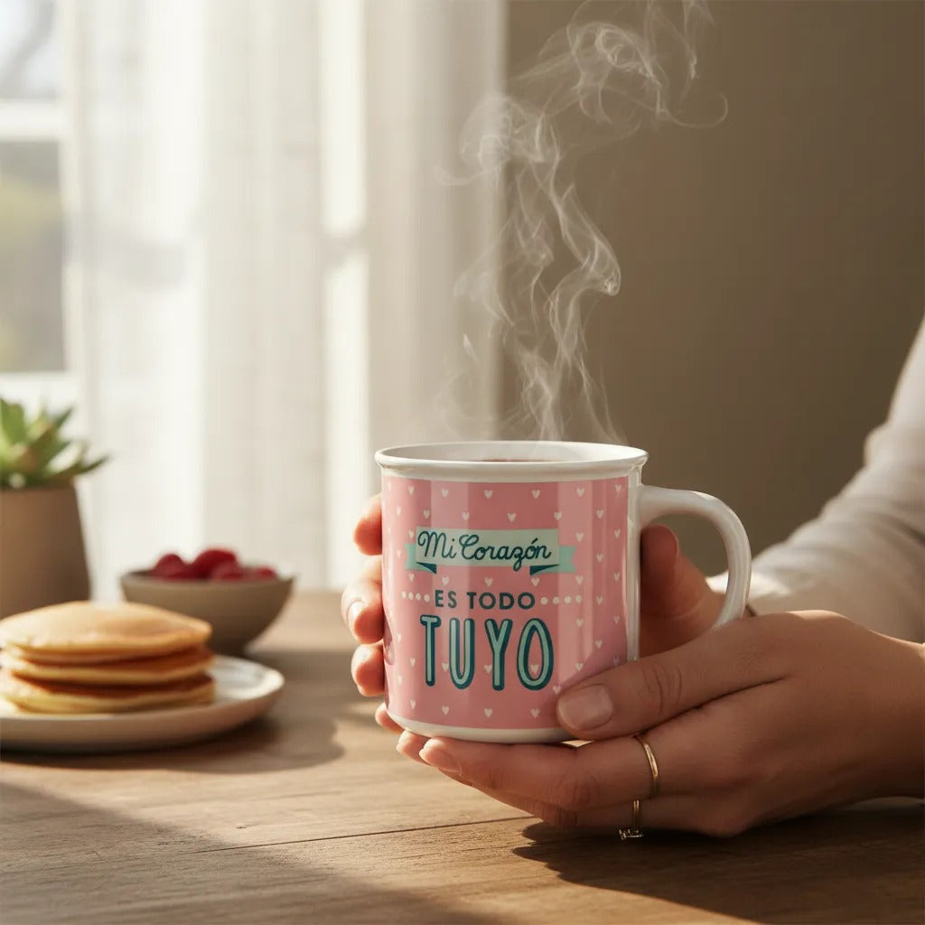 Happydays Tazón Romántico “Mi Corazón es Todo Tuyo” – Regalo Ideal para San Valentín, Aniversarios y Momentos Especiales