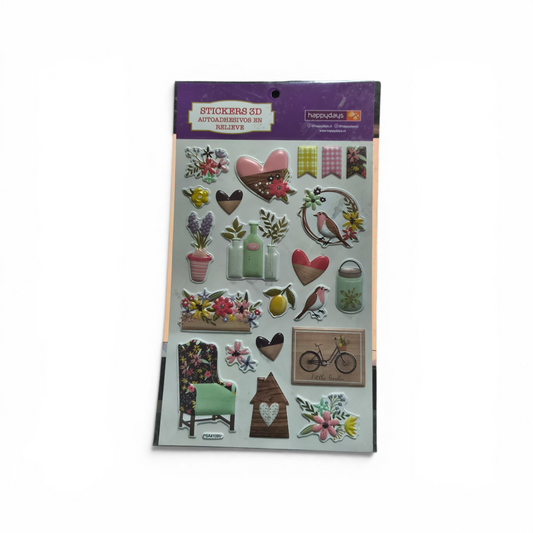 ADIX Stickers 3D Florales para Decorar Cuadernos, Scrapbook y Manualidades | Adhesivos en Relieve Vintage