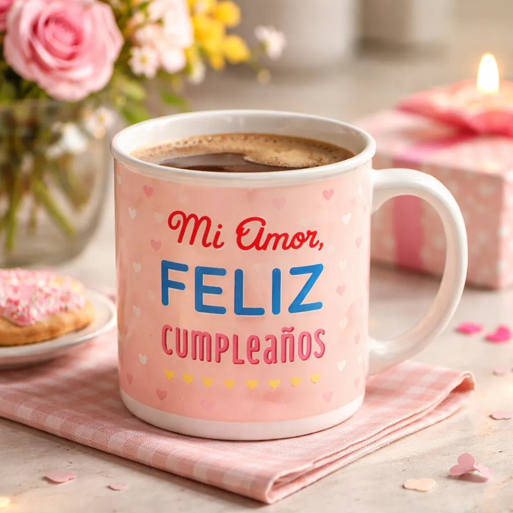 Tazón Happydays “Mi Amor, Feliz Cumpleaños” – Regalo Romántico Ideal para Sorprender en su Día Especial