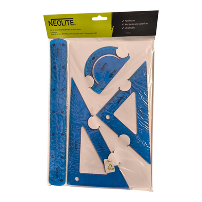 NEOLITE Set de Geometría UltraFlexible 30 cm Color Surtido – Ideal para Medir, Dibujar y Trabajos Escolares con Máxima Precisión 📐✏️
