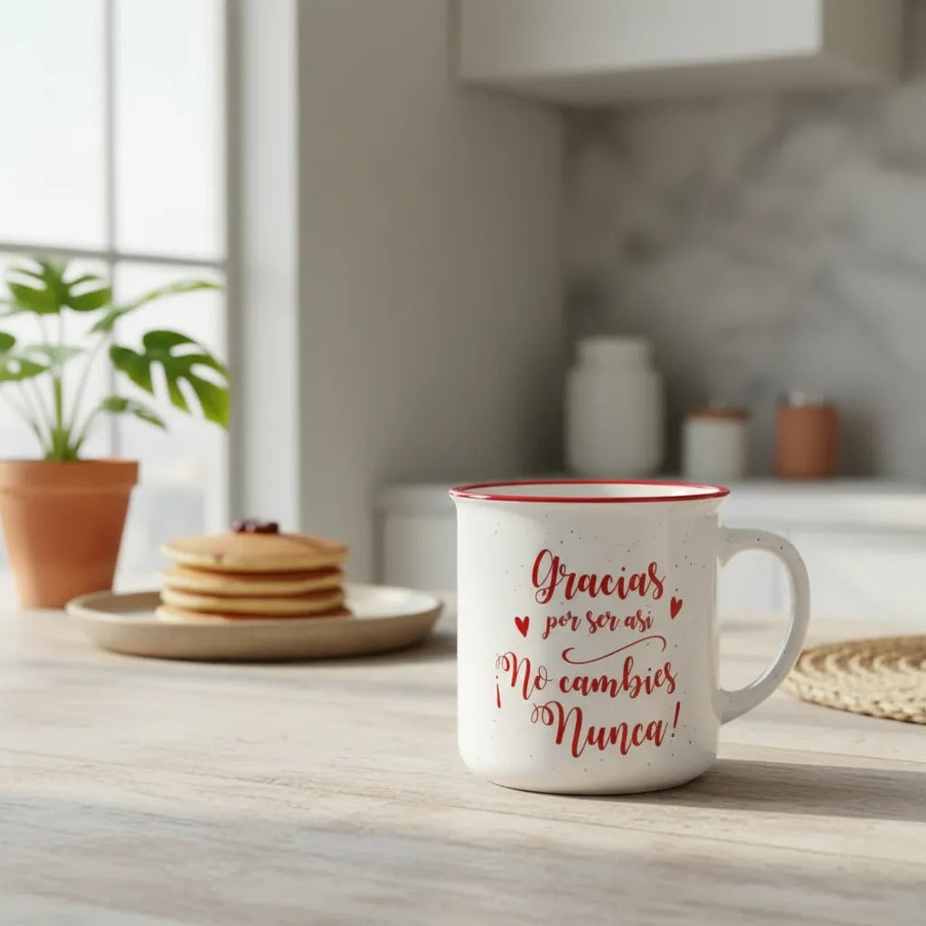 Tazón Happydays “Gracias por ser así, No Cambies Nunca” – Regalo Especial para Amigos, Parejas y Personas Queridas