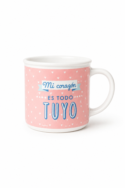 Happydays Tazón Romántico “Mi Corazón es Todo Tuyo” – Regalo Ideal para San Valentín, Aniversarios y Momentos Especiales