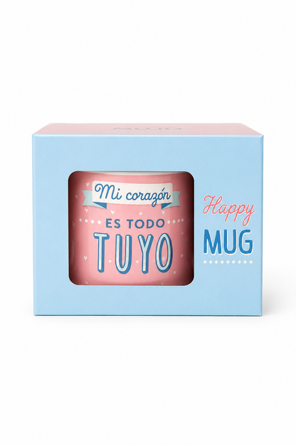 Happydays Tazón Romántico “Mi Corazón es Todo Tuyo” – Regalo Ideal para San Valentín, Aniversarios y Momentos Especiales