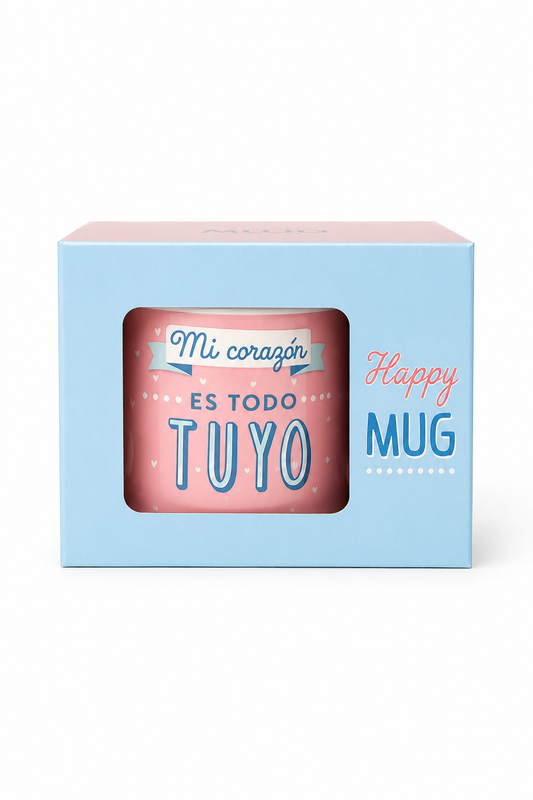 Happydays Tazón Romántico “Mi Corazón es Todo Tuyo” – Regalo Ideal para San Valentín, Aniversarios y Momentos Especiales