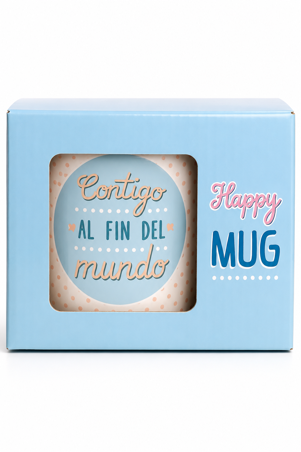Tazón Happydays “Contigo al Fin del Mundo” – Regalo Romántico Ideal para Parejas y Personas Especiales
