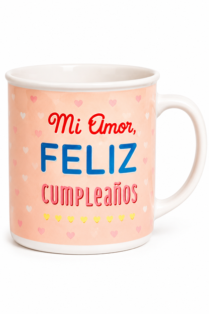Tazón Happydays “Mi Amor, Feliz Cumpleaños” – Regalo Romántico Ideal para Sorprender en su Día Especial