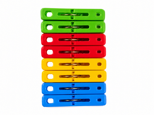 Set de 8 Pinzas Multiuso de Colores – Sujeta Ropa, Bolsas y Documentos con Seguridad
