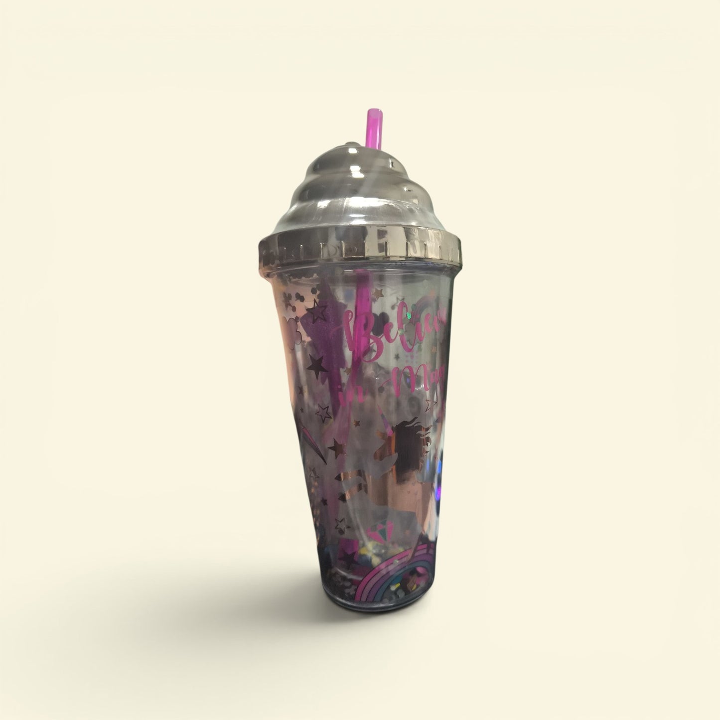 Vaso con Bombilla Diseño Fantasy Unicorn – Ideal para Jugos, Bebidas y Uso Diario