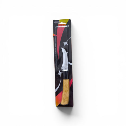 Cuchillo Curvo Multifuncional de Cocina con Mango de Madera – Ideal para Frutas y Verduras