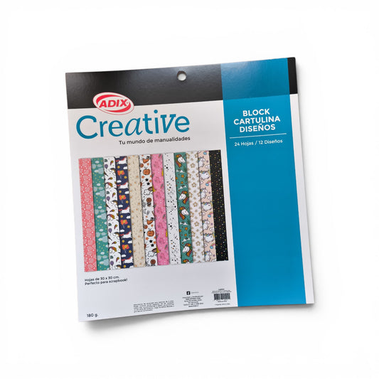 ADIX Creative Block Cartulina Diseños – 24 Hojas para Scrapbook y Manualidades 🎨✂️