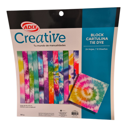 ADIX Creative Block Cartulina Tie Dye – Ideal para Scrapbook, Decoración y Manualidades Llenas de Color 🌈✨