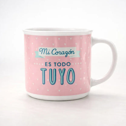 Happydays Tazón Romántico “Mi Corazón es Todo Tuyo” – Regalo Ideal para San Valentín, Aniversarios y Momentos Especiales